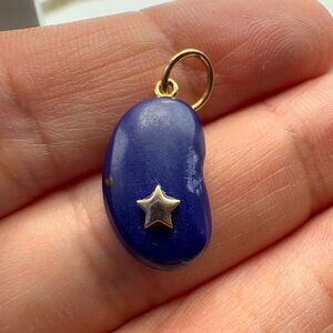 9k Solid Gold Lapis Lucky Bean with Star Charm